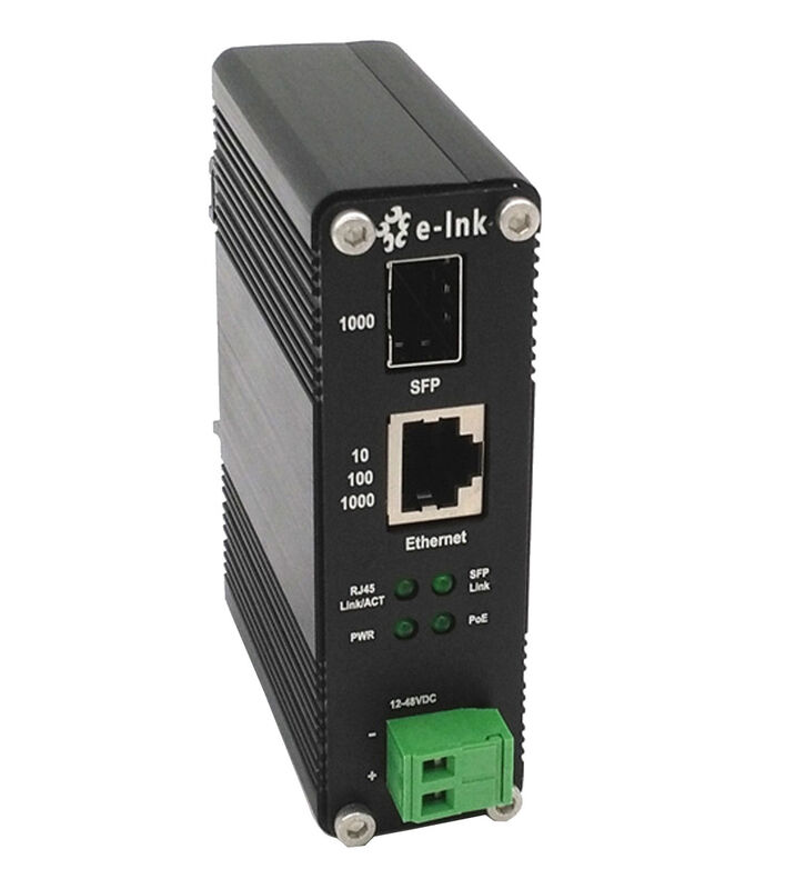 10/100/1000BaseT to 1000BaseX SFP PoE Media Converter with PoE Reset