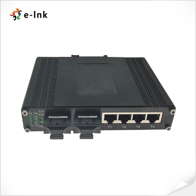 Industrial Din Rail Ethernet Switch 4 Port 10 100Base-T 2 Port 100BASE-FX Fiber