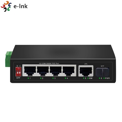 Industrial 250m PoE Switch 4 Port 10 100 1000BASE-T PoE To 1 Port 1000BASE-X SFP