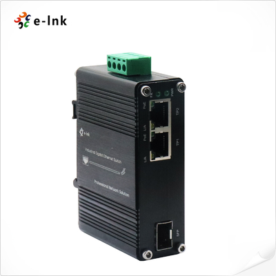 Mini Industrial 1-Port 100/1000X SFP to 2-Port 10/100/1000T 30W PoE+ Media Converter