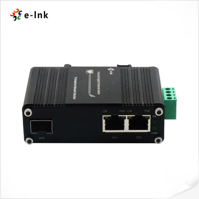 SFP Modules 125W PoE Media Converter 57VDC 100/1000X SFP To 2 Port 10/100/1000T