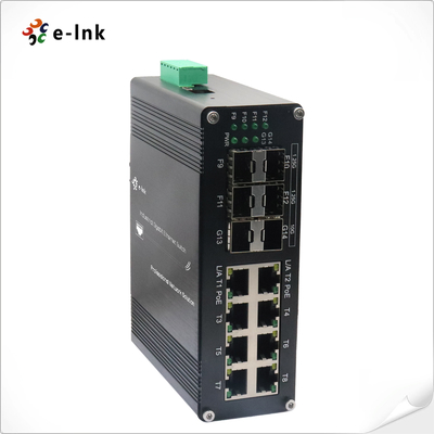 Industrial L2+ Managed Ethernet Switch 8 802.3at PoE + 4 X 1G SFP + 2 X 10G SFP+