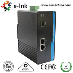 Single Mode Industrial Ethernet Media Converter 1 Port 100BASE SFP + 2 Port 10 / 100BASE - T