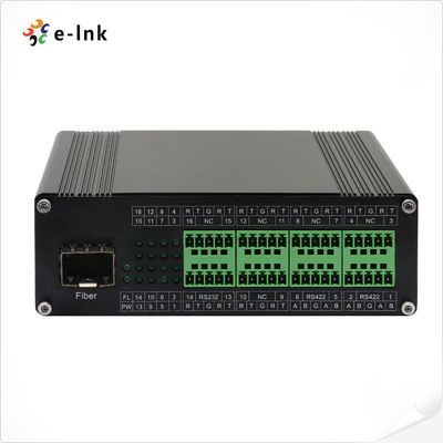 Multi-Channel RS232 RS485 RS422 Fiber Converter, Industrial, 4 to 16CH, 20km SM