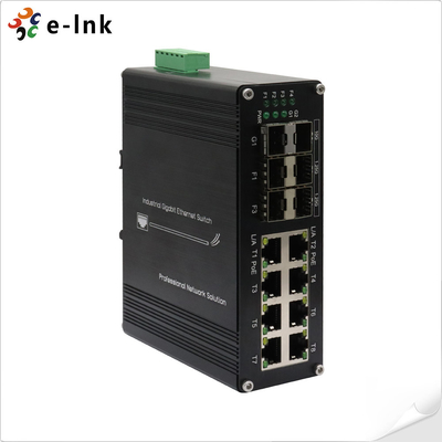 Gigabit Industrial PoE+ Switch, 8x RJ45 + 6x SFP, 802.3at DIN Rail Mount