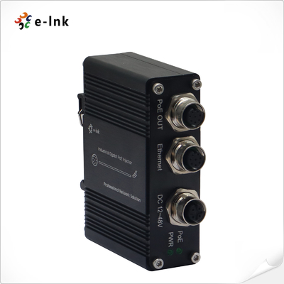 Industrial PoE Injector with M12 Connectors, EN50155 Certification, 12-48V DC