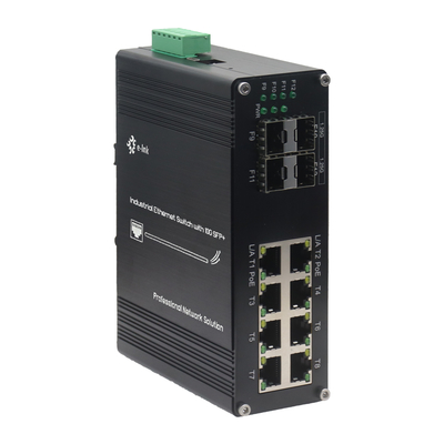 Managed 8 Port Industrial Switch 4 SFP Fiber Ports Harsh Environments