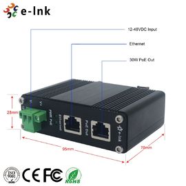Hardened Industrial Gigabit PoE+ Injector 12-48VDC Input PoE+ IEEE802.3at 30W Output up to 100 Meters Output