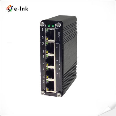 Industrial 1-Port 802.3bt PoE++ to 4-Port 802.3af/at Gigabit PoE Extender