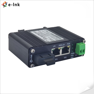 12-48VDC POE Fiber Media Converter 1 Port 1000X To 2 Port 10/100/1000B 30W