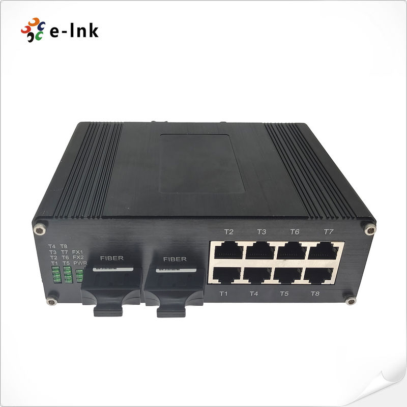 Din Rail POE Switch 8 Ports 10 100BaseT 2 Ports 100BASEFX Fiber Switch