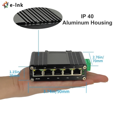 DIN Rail Unmanaged Mini Industrial 5 Ports Gigabit Ethernet Switch 12~48VDC