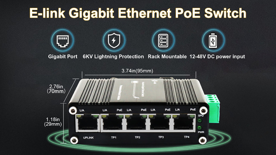 Mini Industrial Ethernet Switch 4 Ports Gigabit 802.3at PoE With 1 Ports Uplink