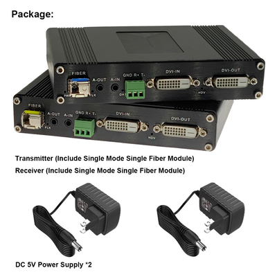 1080P BIDI DVI Fiber Optic Extender With RS232 And BIDI Stereo Audio OEM