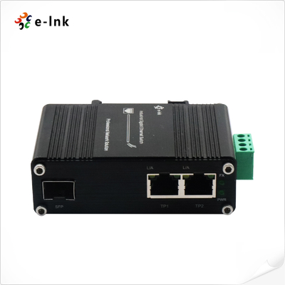 DIN Rail SFP Ethernet Switch 9K Bytes 5W 2 Port 10/100/1000Base-T