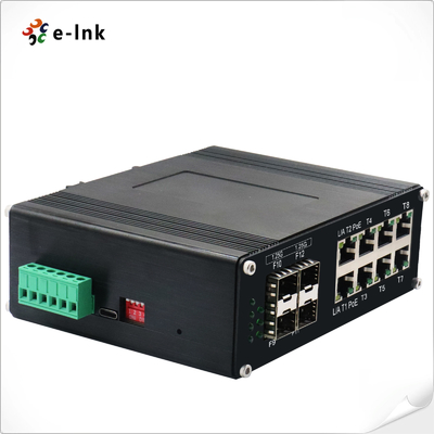 8 Gigabit RJ45 Ports Industrial Network Switch 4 Gigabit SFP Ports Support Auto MDIX