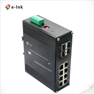 8 Gigabit RJ45 Ports Industrial Network Switch 4 Gigabit SFP Ports Support Auto MDIX