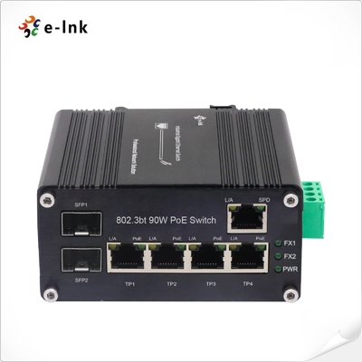 Industrial Ethernet Switch 4 Port 1000T 802.3bt PoE + 1 Port 1000T Gigabit + 2 Port 1000X SFP