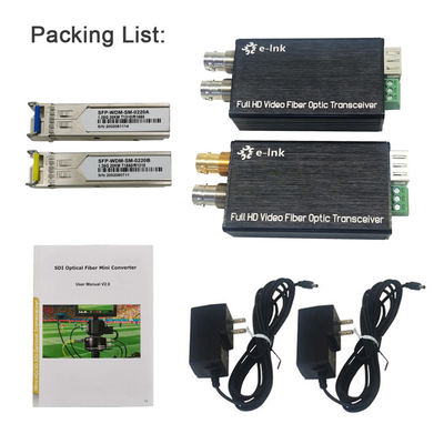 3G SDI Fiber Extender With Tally Or Reverse RS485 LC Fiber Connector 40KM