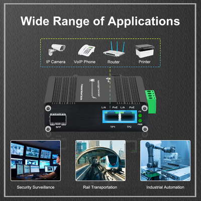 Outdoor Industrial PoE Media Converter 2 Port 10/100/1000T 802.3at 30w To 1 Port 100/1000x SFP