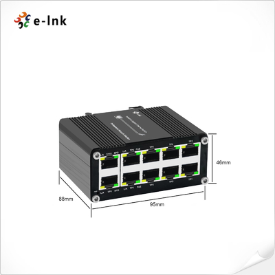 Mini 10 Port Gigabit Switch 8 Port 10/100/1000T 30W PoE To 2-Port RJ45 Uplink Din Rail Mounting