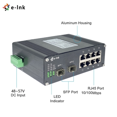 8 Port 10/100T 802.3at PoE Switch with 2-Port 100BASE-FX SFP Unmanaged Ethernet Switch
