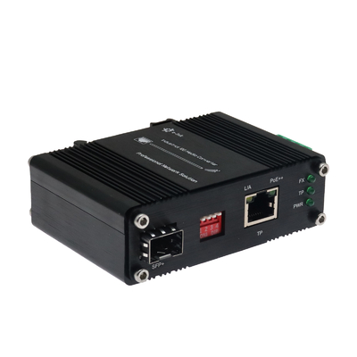 Mini Industrial  Media Converter with 10G/5G/2.5G/1G/100M 802.3at and 10GBASE-X SFP+
