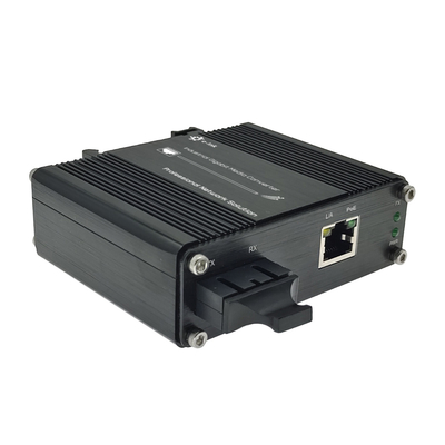 Micro Industrial Media Converter with 100BASE-FX to 10/100BASE-T 60W PoE++ Ports