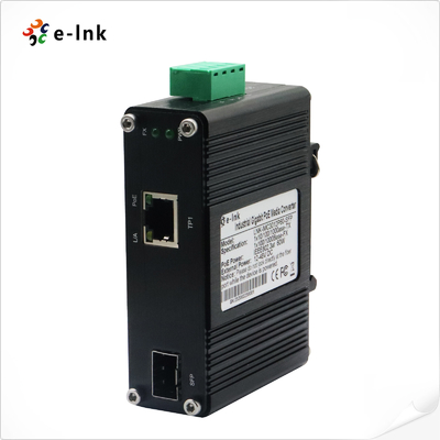 Micro Industrial 1-Port 100/1000X SFP to 1-Port 10/100/1000T 90W PoE++ Media Converter