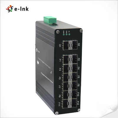Industrial L2+ Managed 12-Port 1000X SFP plus 2-Port 1000X SFP Fiber Switch