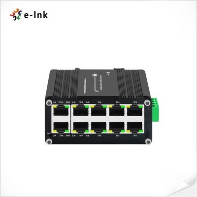 Mini 10 Port Industrial Ethernet POE Switch 8 Port 10/100/1000BASE-T PoE 12~48V DC