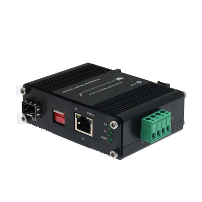 Mini Industrial 10G 5G 2.5G 1G 100M 802.3at to 10GBASE-X SFP+ Media Converter
