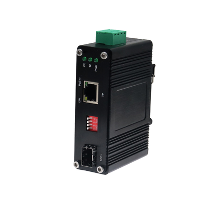 Mini Industrial 10G 5G 2.5G 1G 100M 802.3at to 10GBASE-X SFP+ Media Converter