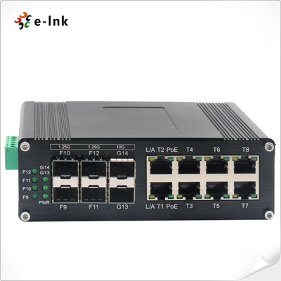Industrial L2+ 8-Port 10/100/1000T 802.3at PoE + 4-Port 1G SFP + 2-Port 10G SFP+ Managed Ethernet Switch