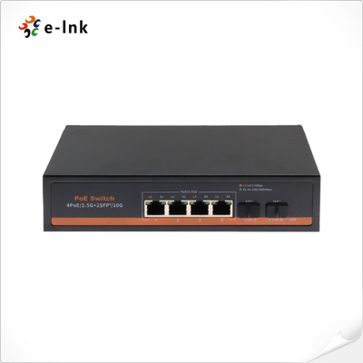 4x2.5Gbps PoE Ports + 2 x10G SFP+ Fiber Ports PoE Switch