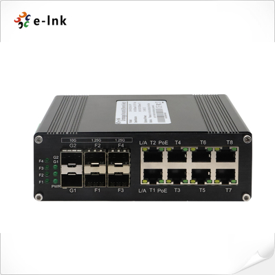 Industrial 8-Port 10/100/1000T 802.3at PoE + 4-Port 1G SFP + 2-Port 10G SFP+ Ethernet Switch