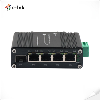 Mini Industrial 4-Port 10/100/1000T 802.3at PoE + 1-Port 100/1000X SFP Ethernet Switch