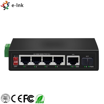 4-port 10/100/1000BASE-T PoE + 1-port 1000BASE-X SFP + 1-port 1000BASE-T Industrial 250m PoE Switch
