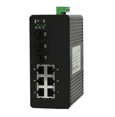 6 Ports Managed Industrial Ethernet Switch with 3-port 1000Base-X SFP ports and  6 10/100Base-T(X) ports