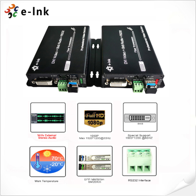 DVI + 1Ch Bidirectional Stereo Audio + 1Ch RS232 over Fiber Optic Extender