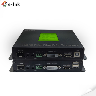 Cloud managed Multi-function DVI Fiber Converter 1Ch 1080P DVI + USB KVM + 1Ch RS232 + 1Ch Bidi Stereo Audio + GPIO