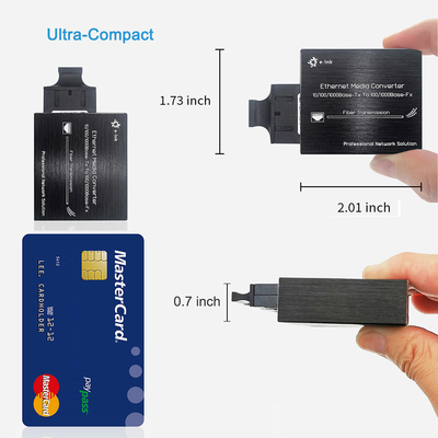 Micro Type SC DC15V 20km 3w 10/100/1000Mbps Fiber Ethernet Media Converter