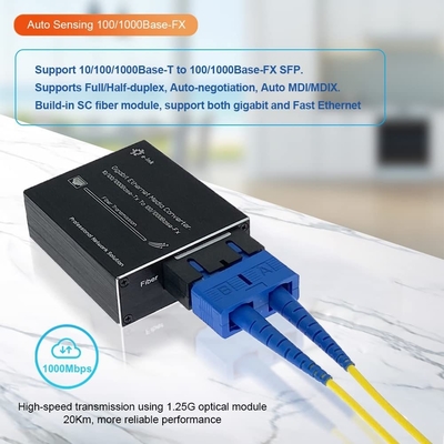 Mini 10/100/1000Mbps Media Converter SFP Slot 20KM Fiber Plug & Play