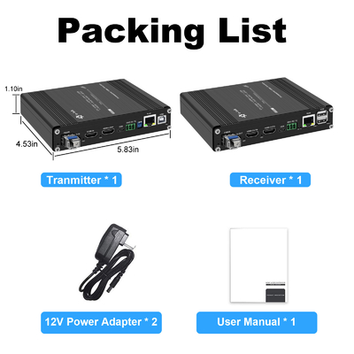 Multi-Function 4K60Hz with KVM, Audio, RS232 or RS485, 10/100M TCP/IP, IR, EDID HDMI Fiber Optic Extender