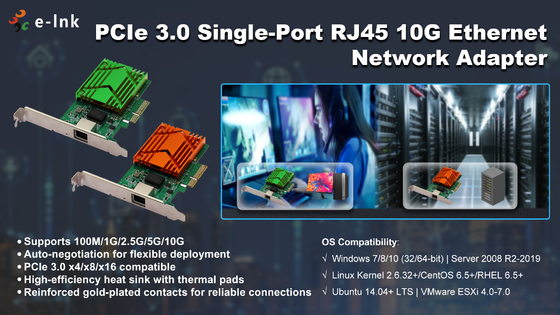 High-Speed 10G PCIe Network Card with 2.5G/5G/10G over Cat 5e/6/6a Cables