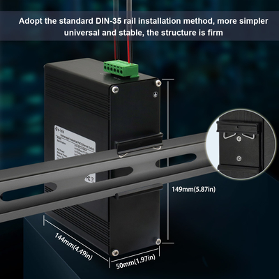 Gigabit Industrial PoE+ Switch, 8x RJ45 + 6x SFP, 802.3at DIN Rail Mount