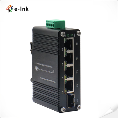 Compact Unmanaged Switch with 4 Gigabit Ports and 1 SFP Port Wide Voltage Input