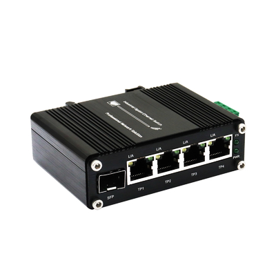 Mini Industrial 4-Port Gigabit + 1 SFP Switch with 12~48VDC Wide Range Power Input