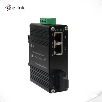 Micro Industrial 90W PoE++ Media Converter RJ45 SC 100Base-FX