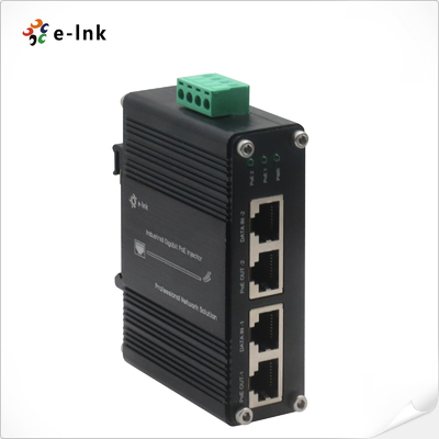 Industrial PoE Injector with 2 Gigabit Ports and 12~48VDC Wide Input